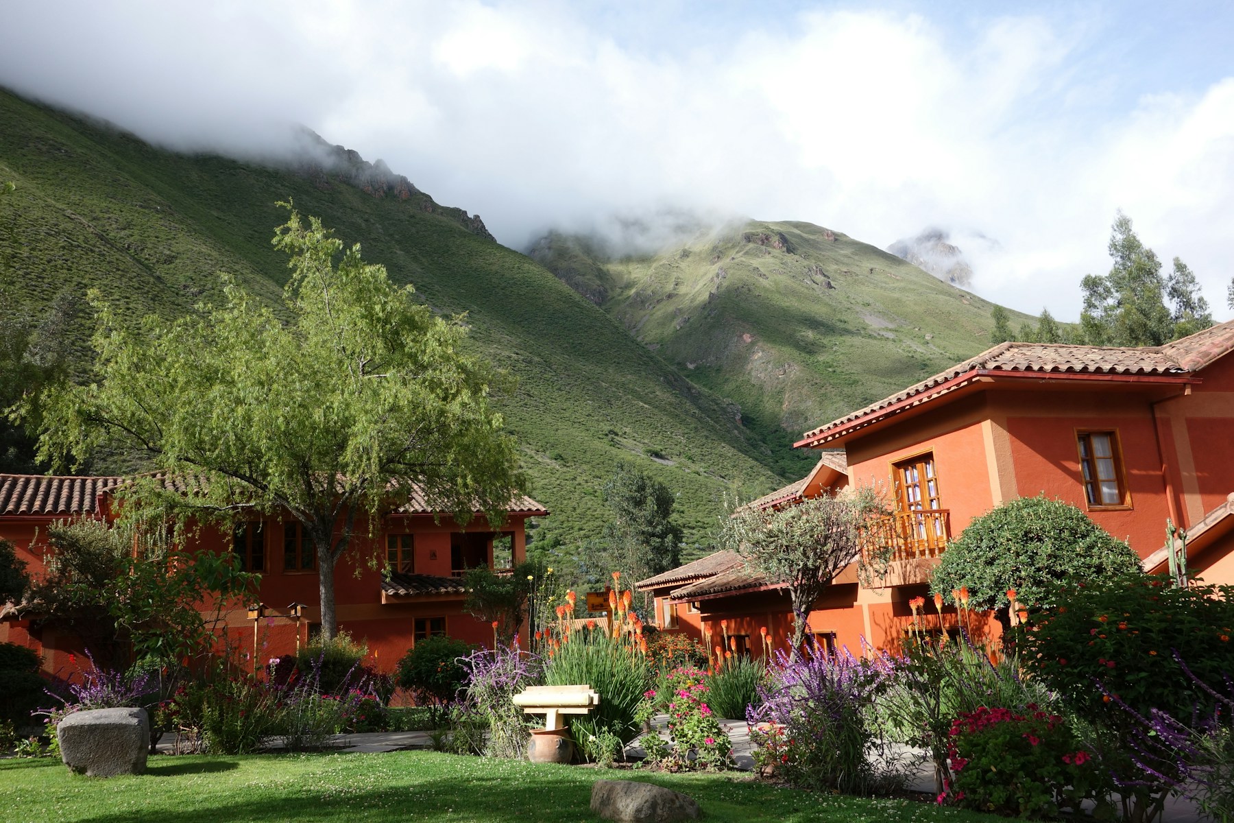 A hacienda garden in the Sacred Valley