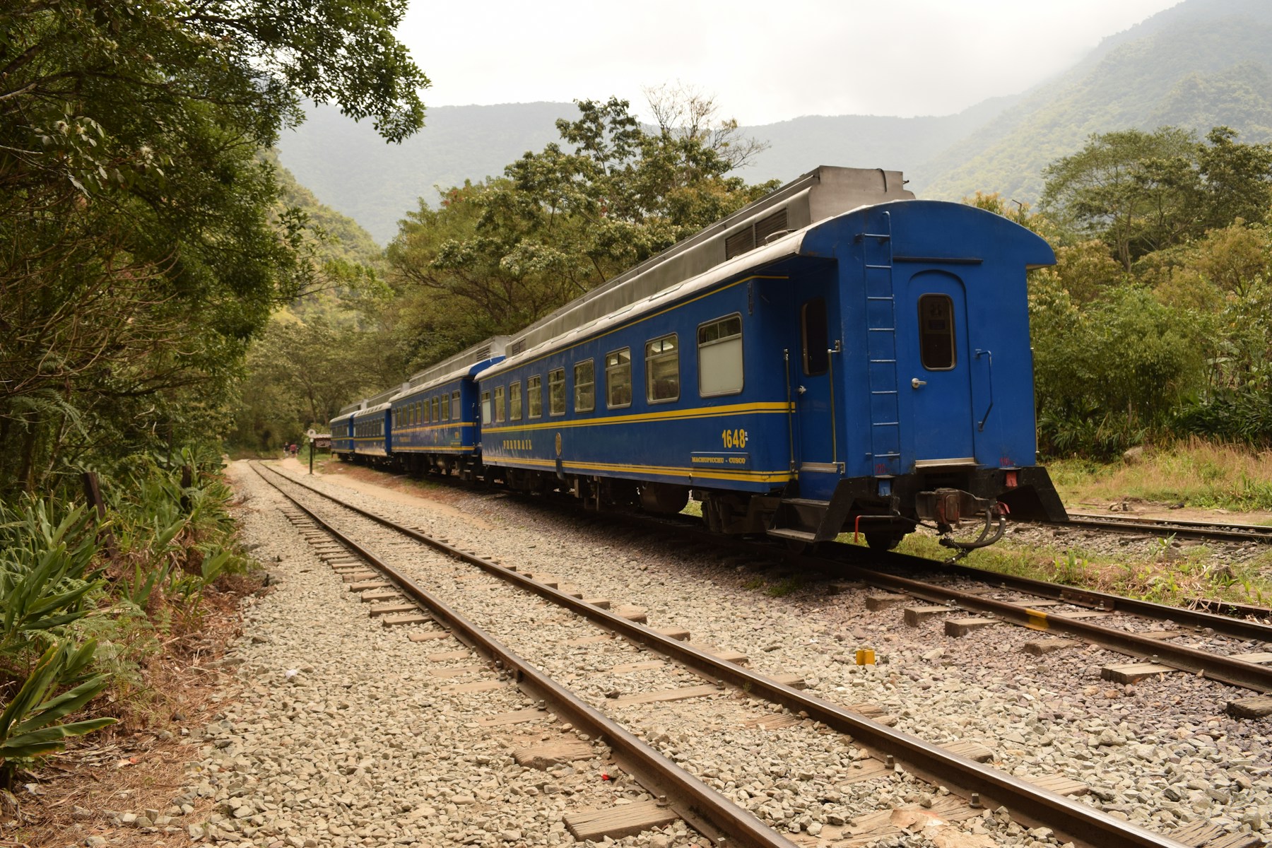 Train at the platform on the way to Machu Picchu